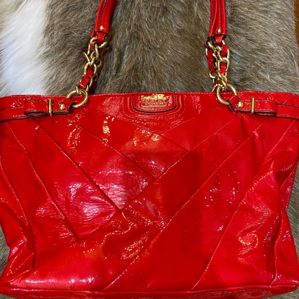 Coach red leather handbag